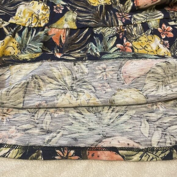 J. Jill- Flounced-Hem Double V-Neck Knit Dress Sleeveless Fruit Print- Size M - Picture 6 of 8